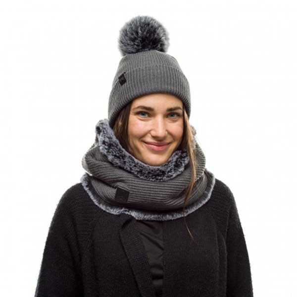 Buff ženska pletena kapa Kesha Grey.