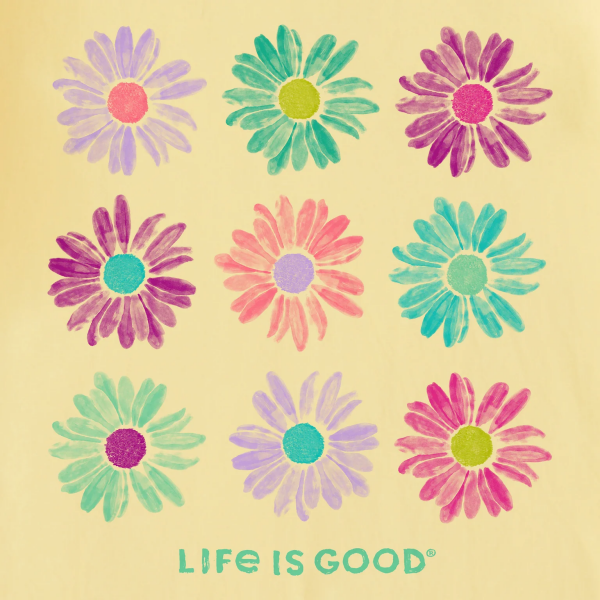 Rumena ženska kratka majica Life is Good Watercolor Painted Daisies
