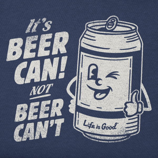 Modra moška kratka majica Life is Good z motivom Beer Can