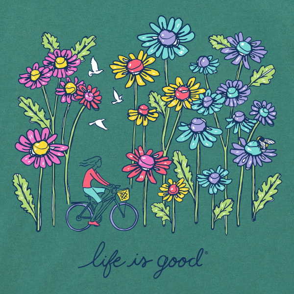 Zelena ženska kratka majica Life is Good Relaxed Wildflower