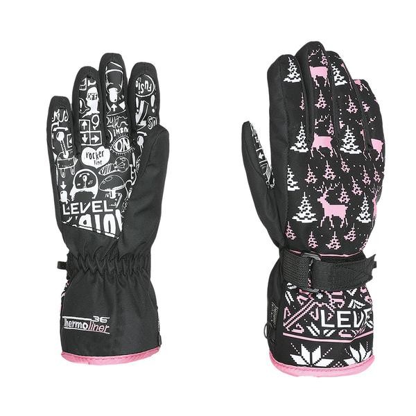 Level otroške smučarske rokavice Ninja Pink