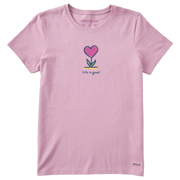 Roza ženska kratka majica Life is Good z motivom Flowering Heart