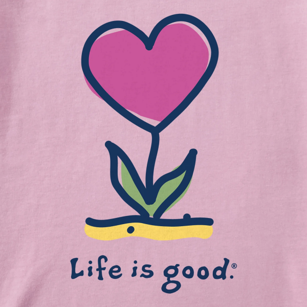 Roza ženska kratka majica Life is Good z motivom Flowering Heart
